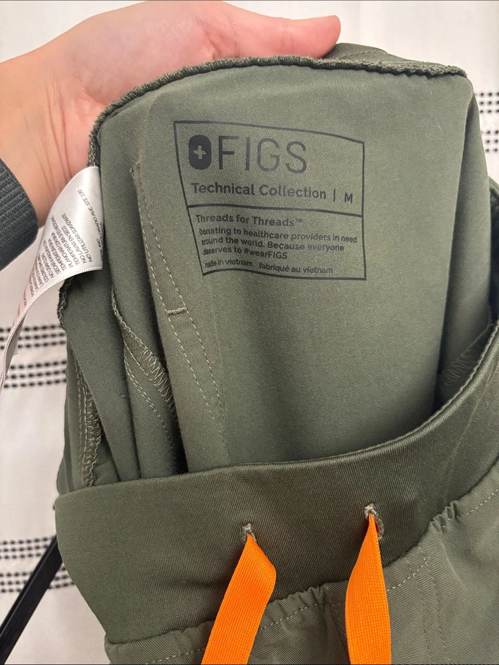NEW FIGS: Women's Spruce Green Jogger Pants with Orange Drawstring
